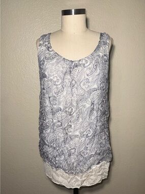 Via Signoria 100% Silk Paisley Sleeveless Blouse Size L Made in Italy